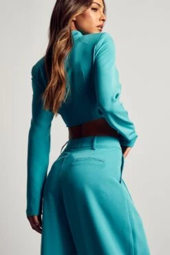 High Neck Cropped Top -Ladies Clothing Shop aqua high neck cropped top 2