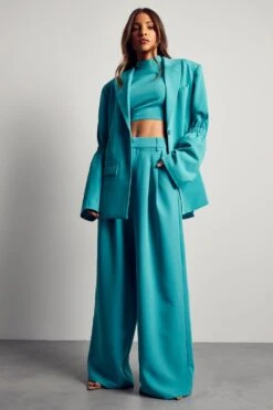 High Neck Cropped Top -Ladies Clothing Shop aqua high neck cropped top 5