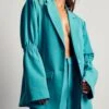 Ruched Sleeve Detail Blazer -Ladies Clothing Shop aqua ruched sleeve detail blazer