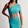 Stretch One Shoulder Cut Out Bodycon Dress -Ladies Clothing Shop aqua stretch one shoulder cut out bodycon dress