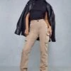 Belted Utility Cargo Trouser -Ladies Clothing Shop beige belted utility cargo trouser