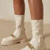 Chunky Chain Detail Ankle Boot -Ladies Clothing Shop beige chunky chain detail ankle boot
