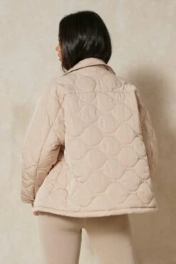Quilted Pocket Front Jacket -Ladies Clothing Shop beige quilted pocket front jacket 2
