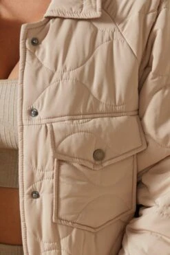 Quilted Pocket Front Jacket -Ladies Clothing Shop beige quilted pocket front jacket 4