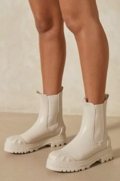 Rubber Toe Detail Ankle Boots