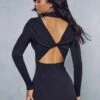 Asymmetric Twist Back Knitted Mini Dress