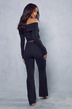 Bardot Rib Top & Trouser Co-ord -Ladies Clothing Shop black bardot rib top trouser co ord 2