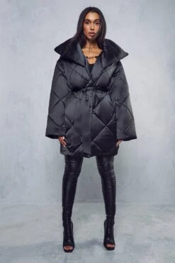 Belted Oversized Quilted Coat