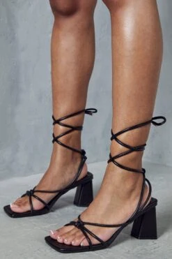 Block Heel Strappy Mid Heels -Ladies Clothing Shop black block heel strappy mid heels 2
