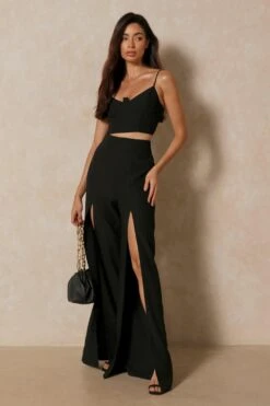 Boning Corset Detail Crop Top -Ladies Clothing Shop black boning corset detail crop top 3