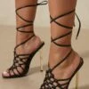 Caged Square Toe High Heels -Ladies Clothing Shop black caged square toe high heels