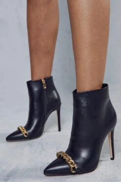 Chain Detail Heeled Ankle Boot