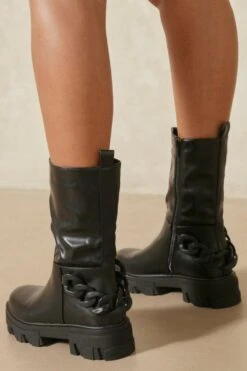 Chunky Chain Ankle Boot -Ladies Clothing Shop black chunky chain ankle boot 2