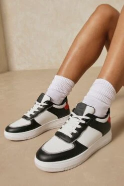 Contrast Panelled Trainers -Ladies Clothing Shop black contrast panelled trainers 2