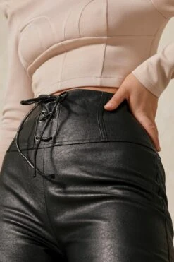 Corset High Waisted Leather Look Trouser 7 Corset High Waisted Leather Look Trouser -Ladies Clothing Shop black corset high waisted leather look trouser 1
