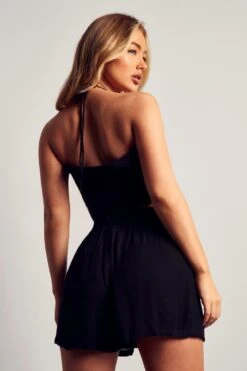 Crinkle Relaxed Sheer Shorts -Ladies Clothing Shop black crinkle relaxed sheer shorts 2