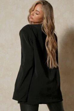 Deep Plunge Oversized Blazer -Ladies Clothing Shop black deep plunge oversized blazer 2
