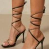 Diamante Clear Strappy High Heels