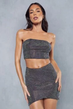 Diamante Dipped Waist Mini Skirt -Ladies Clothing Shop black diamante dipped waist mini skirt 1 2