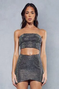 Diamante Dipped Waist Mini Skirt -Ladies Clothing Shop black diamante dipped waist mini skirt 1 4