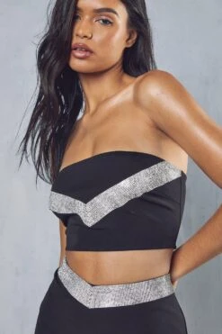 Diamante Trim Mini Skirt Co-ord -Ladies Clothing Shop black diamante trim mini skirt co ord 2