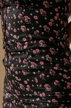 Ditsy Floral Ruched Cup Slip Dress -Ladies Clothing Shop black ditsy floral ruched cup slip dress 5