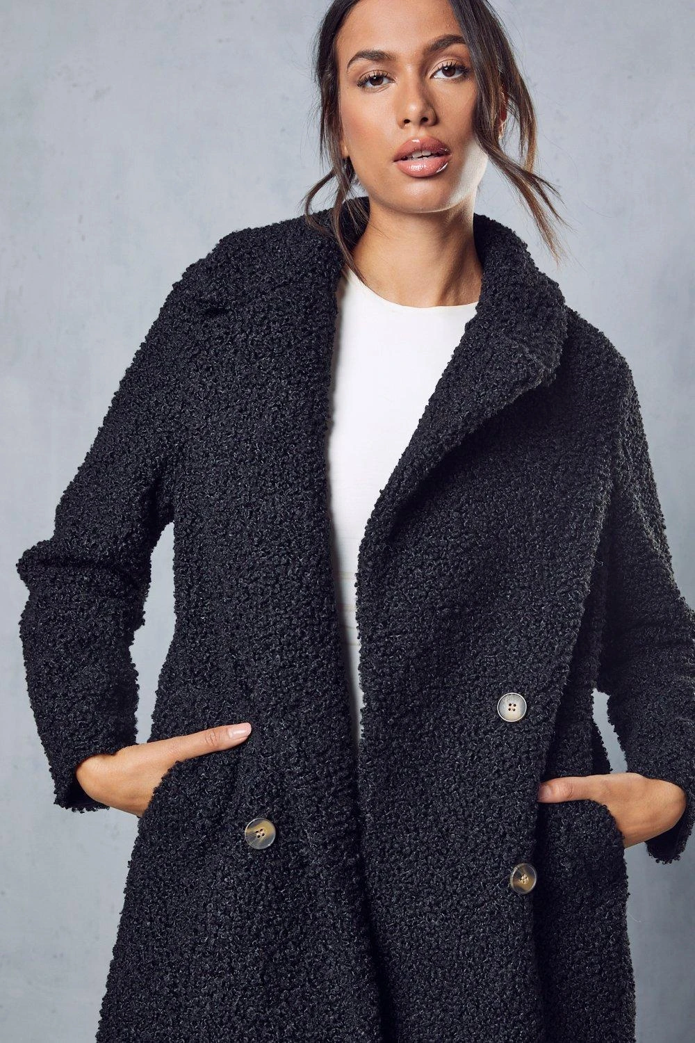 Double Breasted Faux Fur Teddy Coat 4 Double Breasted Faux Fur Teddy Coat - Image 2