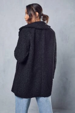 Double Breasted Faux Fur Teddy Coat 9 Double Breasted Faux Fur Teddy Coat -Ladies Clothing Shop black double breasted faux fur teddy coat 2