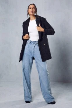 Double Breasted Faux Fur Teddy Coat 10 Double Breasted Faux Fur Teddy Coat -Ladies Clothing Shop black double breasted faux fur teddy coat 3