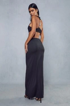 Double Layer Diamante Knot Back Maxi Dress