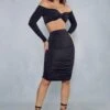 Double Layer Slinky Bardot Twist Ruched Mini Skirt Co Ord -Ladies Clothing Shop black double layer slinky bardot twist ruched mini skirt co ord