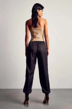 Elastic Drawstring Detail Cargo Pant -Ladies Clothing Shop black elastic drawstring detail cargo pant 2