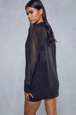 Embellished Diamante Drape Mini Skirt -Ladies Clothing Shop black embellished diamante drape mini skirt 2