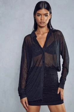 Embellished Diamante Drape Mini Skirt -Ladies Clothing Shop black embellished diamante drape mini skirt 4