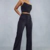 High Waist Seam Detail Trousers -Ladies Clothing Shop black high waist seam detail trousers