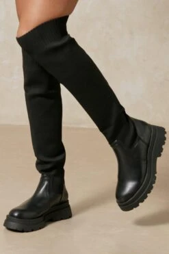 Knitted Over The Knee Boots -Ladies Clothing Shop black knitted over the knee boots 2