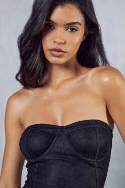 Lace Overlay Stretch Bandeau Mini Dress -Ladies Clothing Shop black lace overlay stretch bandeau mini dress 1