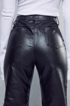 Leather Look High Waisted Straight Leg Trousers -Ladies Clothing Shop black leather look high waisted straight leg trousers 4