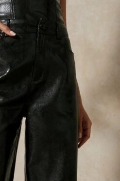 Leather Look Snake Print Trouser -Ladies Clothing Shop black leather look snake print trouser 1 4