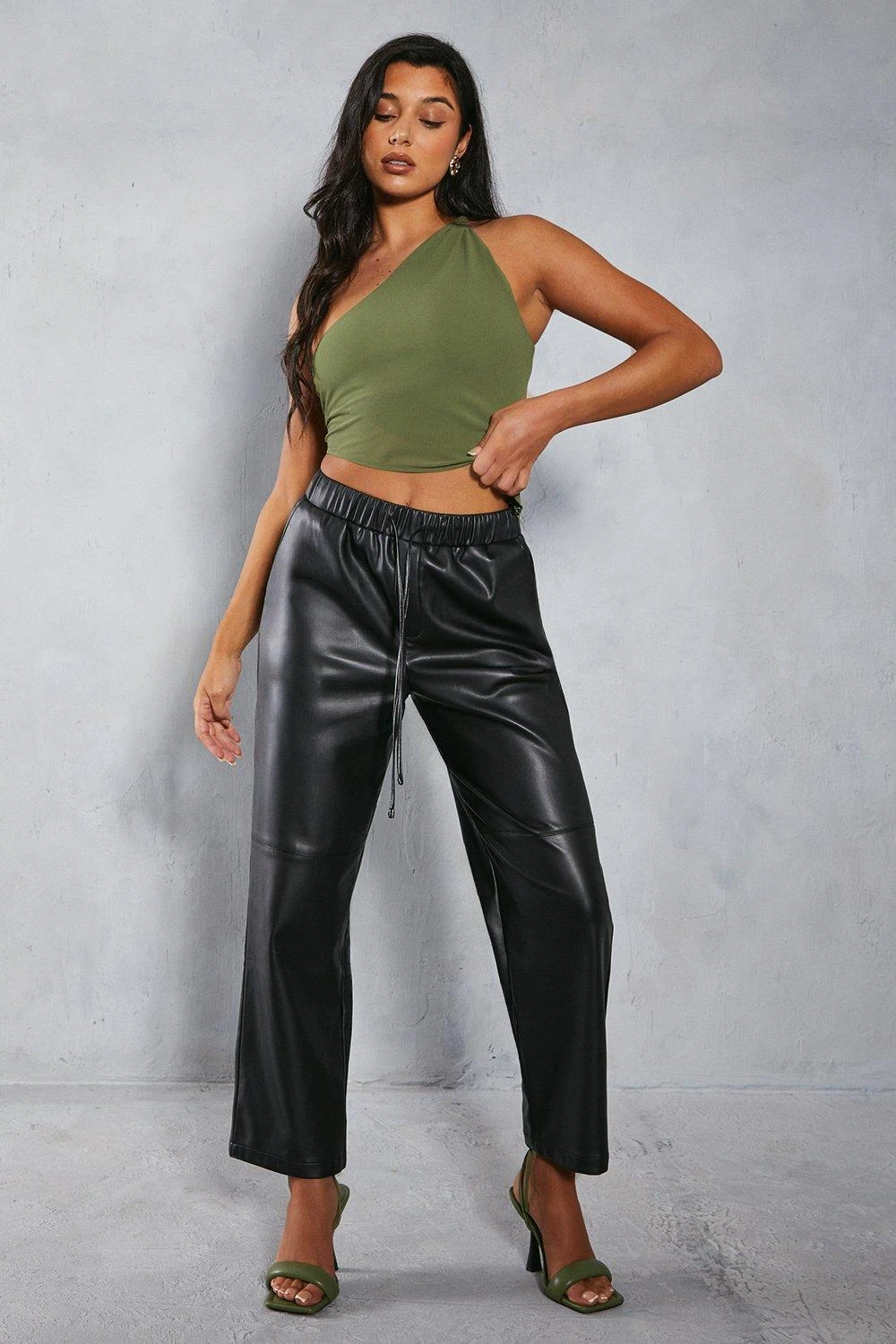 Leather Look Straight Leg Jogger Trouser 3 Leather Look Straight Leg Jogger Trouser