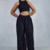 Linen Look Extreme Wide Leg Trouser -Ladies Clothing Shop black linen look extreme wide leg trouser