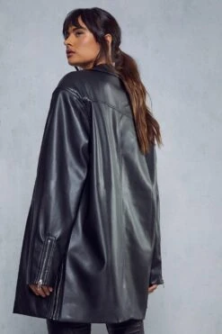 Longline Biker Jacket -Ladies Clothing Shop black longline biker jacket 2