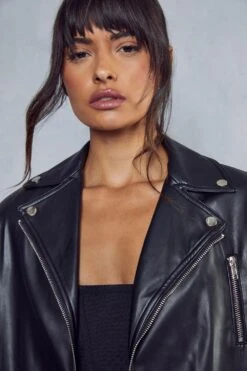 Longline Biker Jacket -Ladies Clothing Shop black longline biker jacket 5