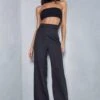 Luxe Twill Wrap Waist Wide Leg Trouser