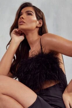 Maeve Premium Satin Feather Maxi Dress -Ladies Clothing Shop black maeve premium satin feather maxi dress 3