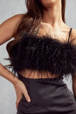 Maeve Premium Satin Feather Maxi Dress -Ladies Clothing Shop black maeve premium satin feather maxi dress 4