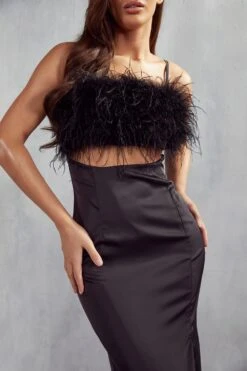 Maeve Premium Satin Feather Maxi Dress -Ladies Clothing Shop black maeve premium satin feather maxi dress 5