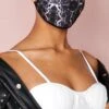 Marble Print Fashion Mask -Ladies Clothing Shop black marble print fashion mask