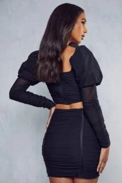 Mesh Ruched Mini Skirt -Ladies Clothing Shop black mesh ruched mini skirt 2