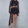 Mesh Top & Wrap Tie Skirt Co-ord -Ladies Clothing Shop black mesh top wrap tie skirt co ord